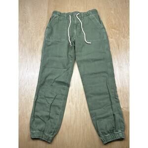 American Eagle Jogger Pants Womens 0 Olive Green Drawstring Stretch Cotton